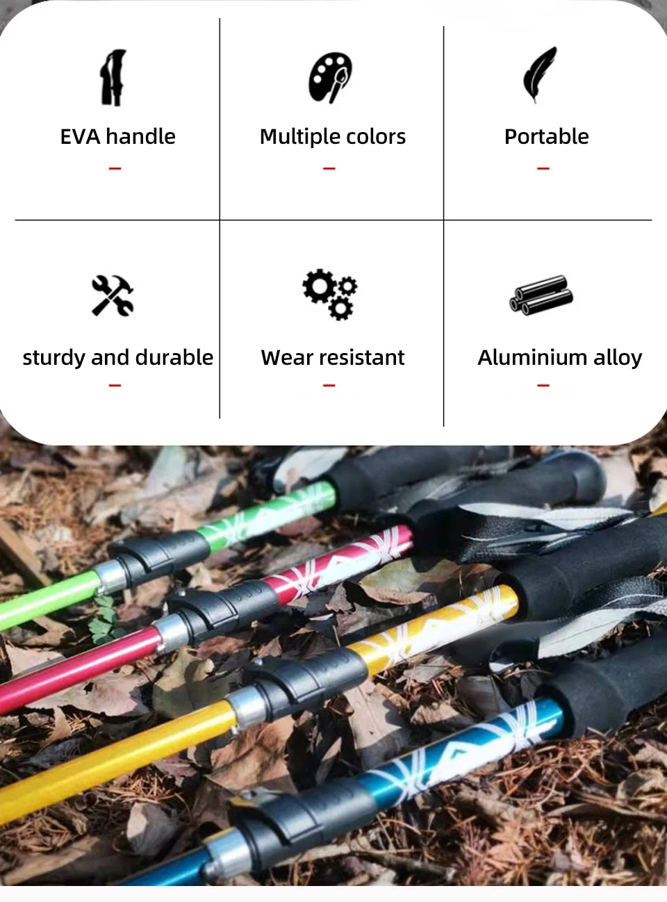 5-Section Folding Trekking Pole – Telescopic Hiking Stick for Camping, Nordic Walking, Travel